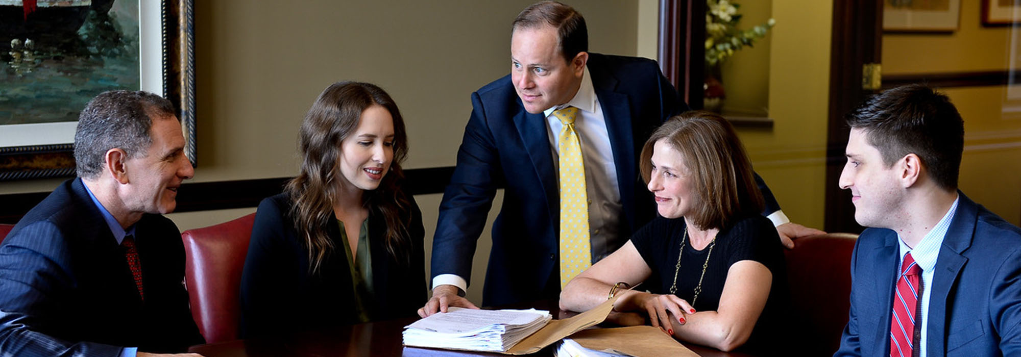 Lawyers meeting with client